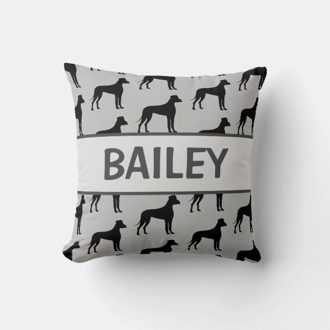 Custom Great Dane Dog Silhouette Cushion (Front)