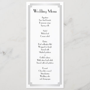 Custom Great Gatsby Art Deco Silver Wedding Menu