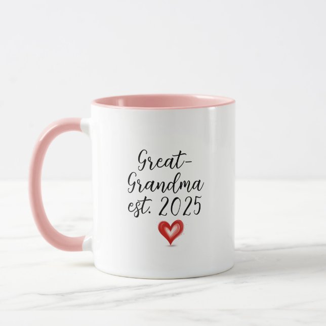 Custom Great-Grandma Gift, Est. 2025,   Mug (Left)