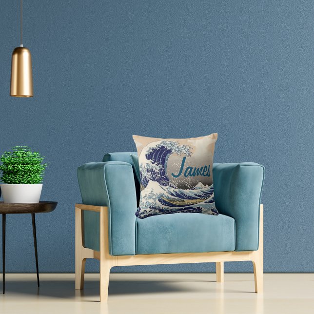 Custom Great Wave traditional japanese art Cushion (Creator Uploaded)
