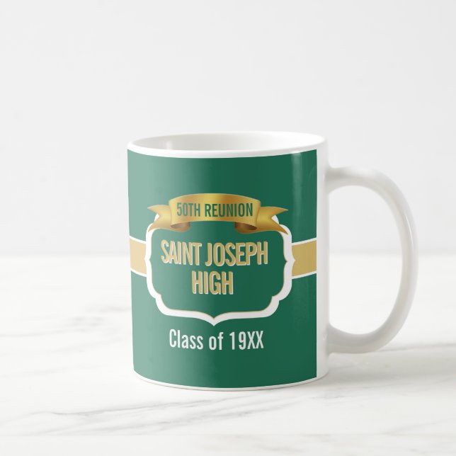 Custom Green 50th Class Reunion Favour Mug (Right)