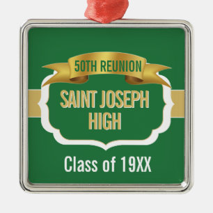 Custom Green 50th Class Reunion Metal Ornament