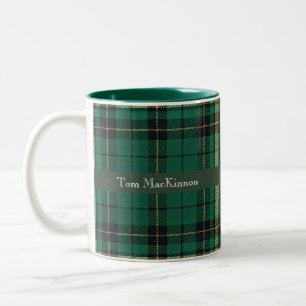 Custom Green and Black Tartan Two-Tone Coffee Mug