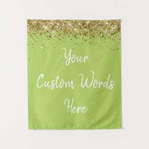 Custom Green Apple Gold Birthday Party Photo Booth Tapestry