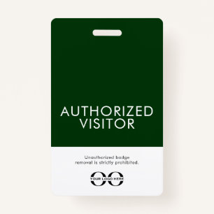 Custom Green Authorised Visitor Badge with Logo ID Badge