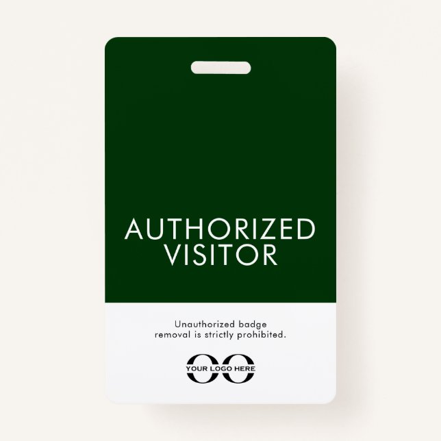 Custom Green Authorised Visitor Badge with Logo ID Badge (Front)