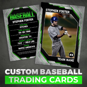 Custom Green Baseball Trading Card Baseball Player