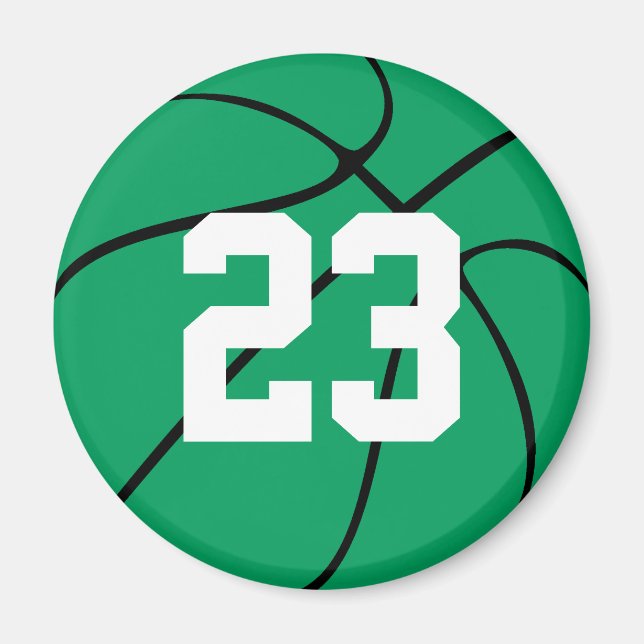 Custom Green Basketball Round Fridge Magnet (Front)