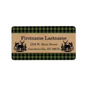 Custom Green Black Country Check Plaid Pattern Label