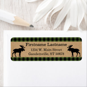 Custom Green Black Country Check Plaid Pattern Return Address Label