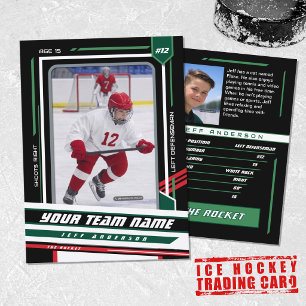 Custom Green & Black Ice Hockey Player Card