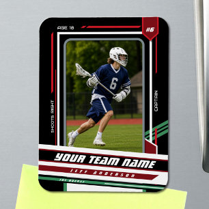 Custom Green & Black Lacrosse Player Photo Magnet
