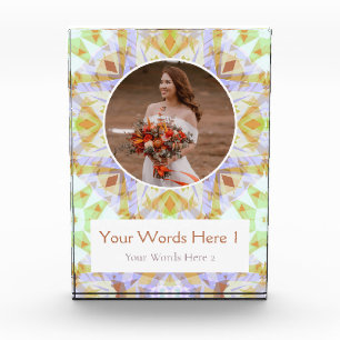 Custom Green Brown Star Wedding Marriage Gift Photo Block