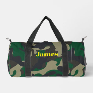 Custom Green Camouflage Sports Fitness & Workout Duffle Bag