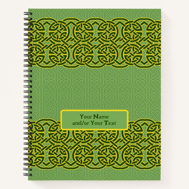 Custom Green Celtic Knotwork Spiral Notebook (Front)