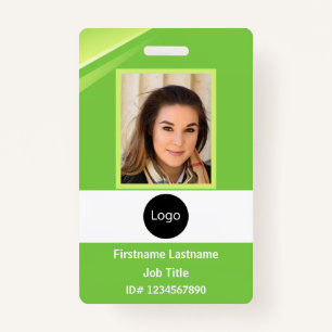custom green company employee Photo, Logo, Code ID Badge