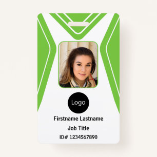 custom green company employee Photo, Logo, Code ID Badge