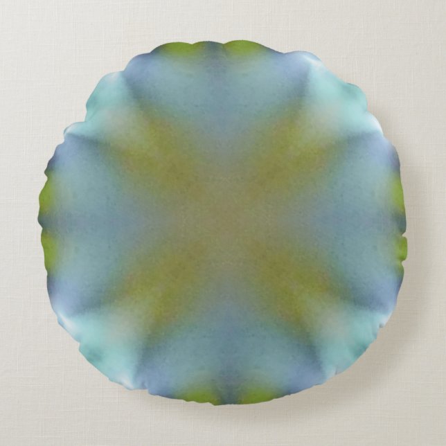 Custom Green Cyan Designed Round Pillow (Front)