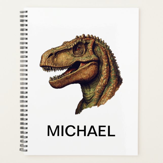 Custom Green Dinosaur T-Rex Tyrannosaurus  2025 Planner (Front)