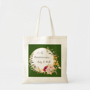 Custom Green Elegant Flower Wreath Wedding  Tote Bag