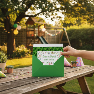Custom Green Envelope with Strawberry Leaves Liner