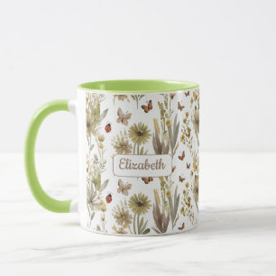 Custom Green Floral   Nature-Inspired Gift for Her Mug