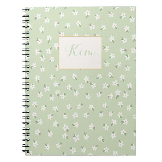 Custom green floral notebook (Front)