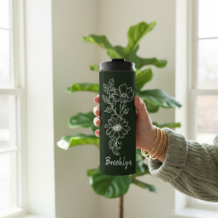 Custom Green Floral Tumbler Gift for Bridesmaids