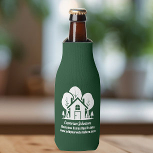 Custom Green Forest House Real Estate Company Bottle Cooler