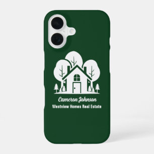 Custom Green Forest House Real Estate Company iPhone 16 Case