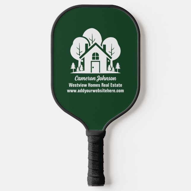 Custom Green Forest House Real Estate Company Pickleball Paddle (Front)