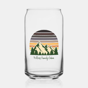 Custom Green Forest Mountain Cabin Can Glass
