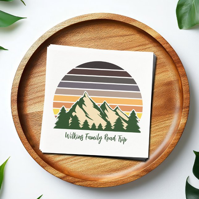 Custom Green Forest Mountain Nature Party Napkin (Creator Uploaded)