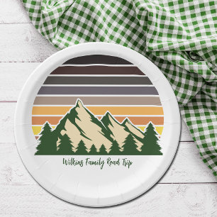 Custom Green Forest Mountain Nature Party Paper Plate