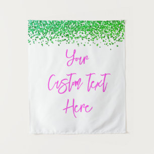 Custom Green Glitter Birthday Party Photo Booth Tapestry