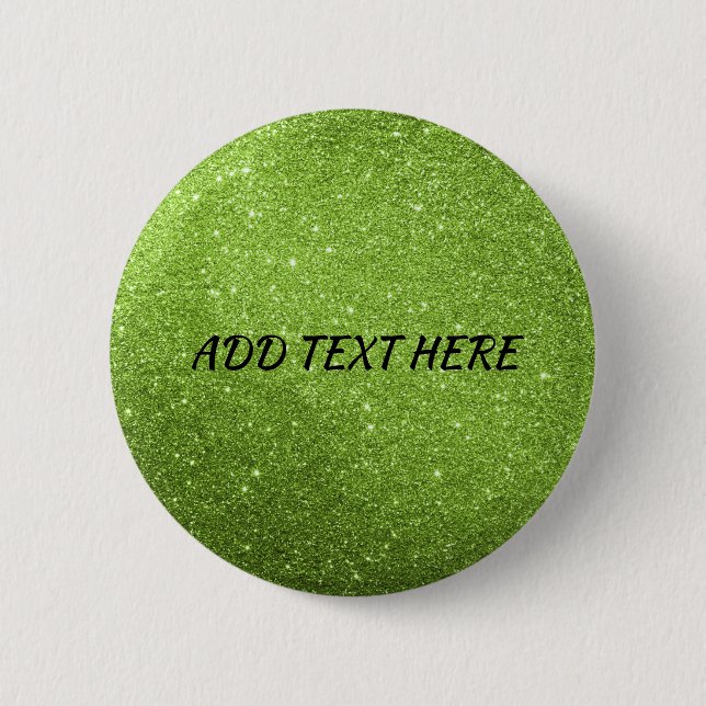 Custom Green Glitter Button (Front)