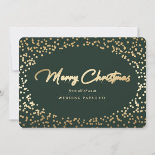 Custom Green Gold Business Christmas Cards