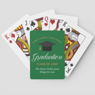 Custom Green Gold Graduation 2026 Graduate Gift Playing Cards