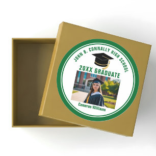 Custom Green Graduate Photo 2026 Graduation Party Classic Round Sticker
