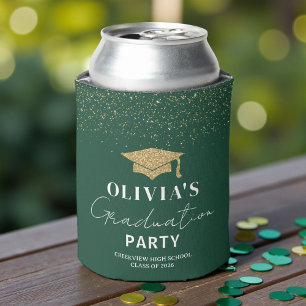 Custom Green Graduation Party Can Cooler