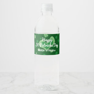 Custom green Happy St Patricks Day party Water Bottle Label