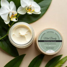 Custom Green Herbal Face Cream Label Sticker