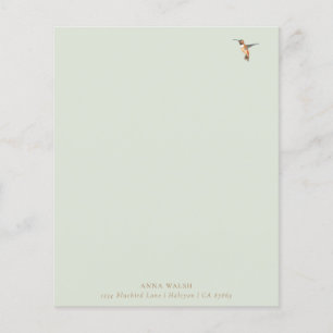 Custom Green Hummingbird Stationery Paper