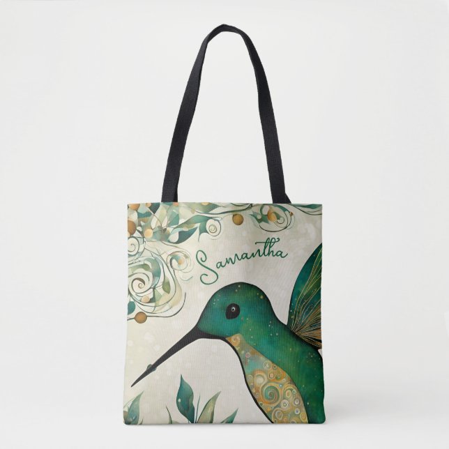Custom Green Hummingbird  Tote Bag (Front)