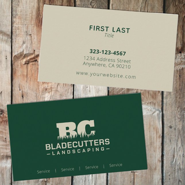 Custom Green Landscaping Lawn Care Business Cards (Creator Uploaded)