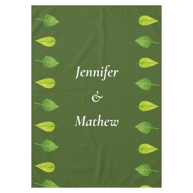 Custom Green Leaf Greenery Tablecloth (Front)