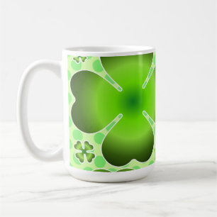 Custom Green Lucky Clover Pattern Gift Coffee Mug