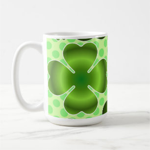 Custom Green Lucky Clover Pattern Gift Coffee Mug