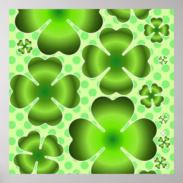 Custom Green Lucky Clover Pattern Gift Poster (Front)