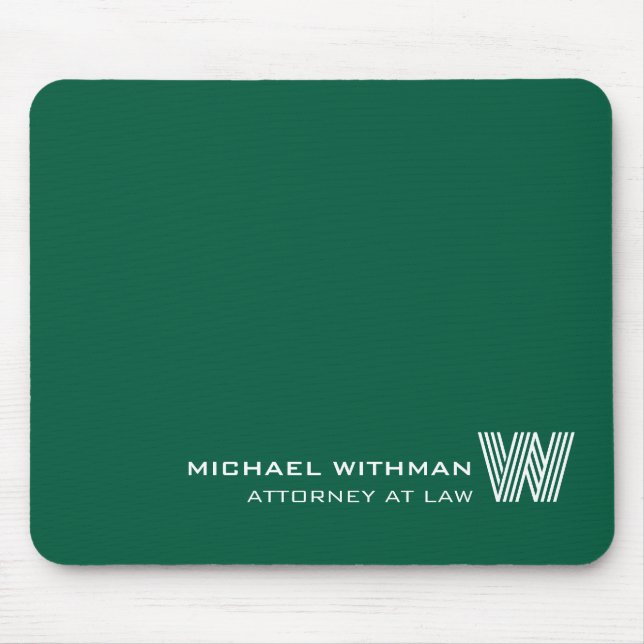 Custom GREEN Monogram, Name & Profession  Mouse Pad (Front)